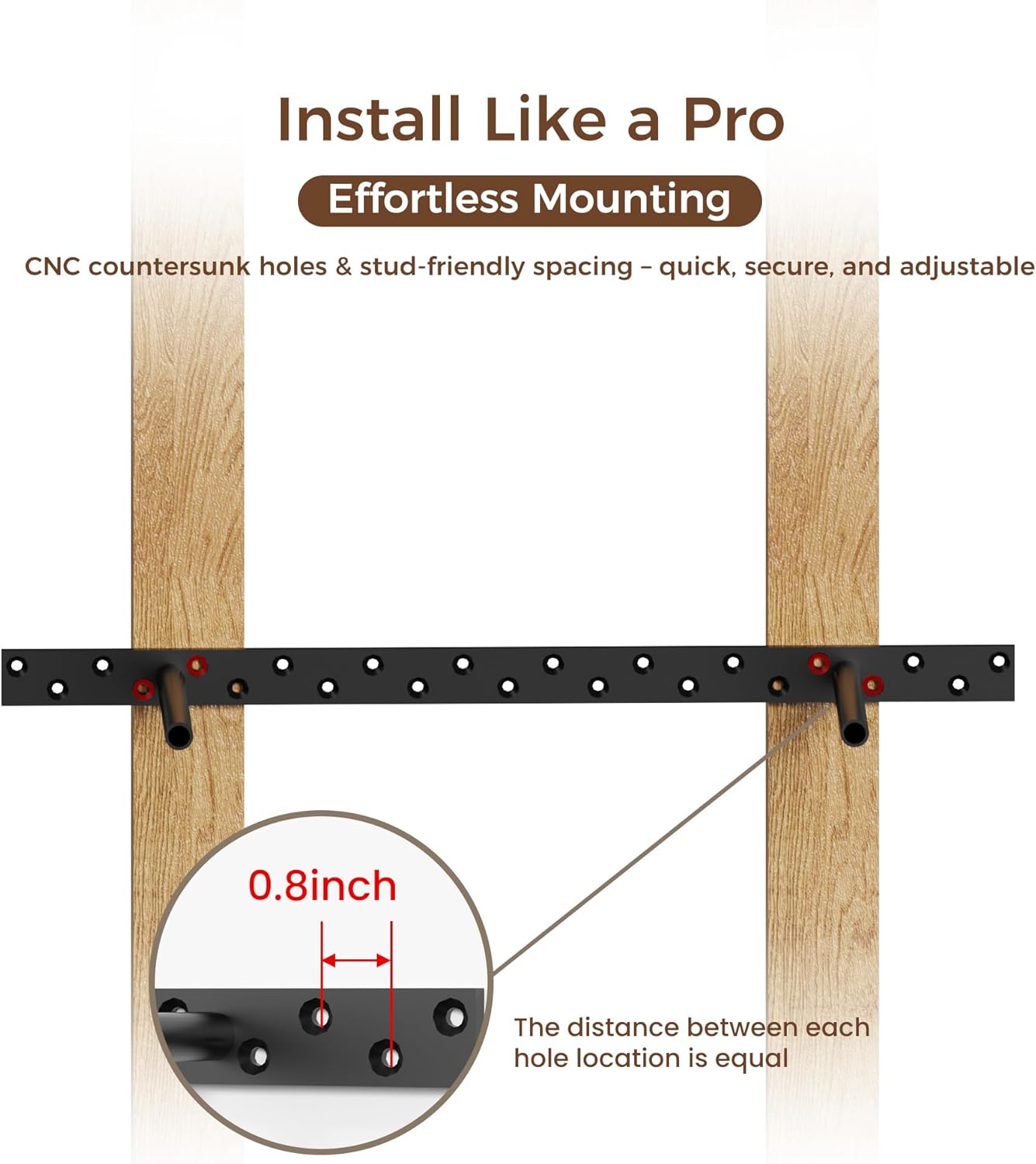 2pcs Floating Shelf Bracket Heavy Duty Floating Mantel Bracket Black Metal Decorative Floating Shelf Hardware Hidden Shelving Mounting Brackets (34″X6″X1″) - Image 7