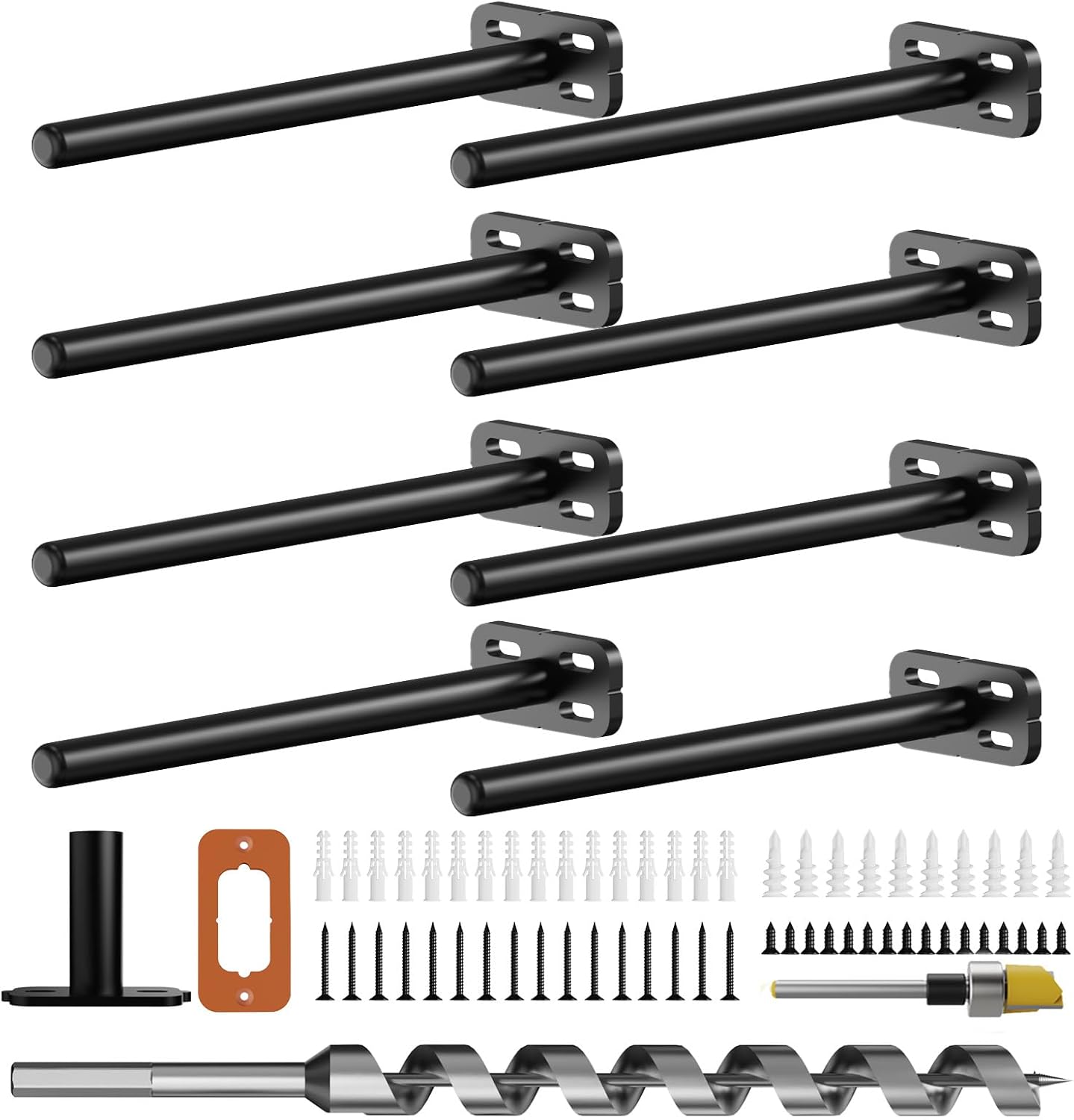 8pcs Wall Shelf Brackets Heavy Duty Floating Shelf Bracket Hidden,Invisible Black Shelving Brackets Decorative Floating Shelf Hardware Heavy Duty,Metal Shelf Support Bracket(8"-8pcs) - Image 2