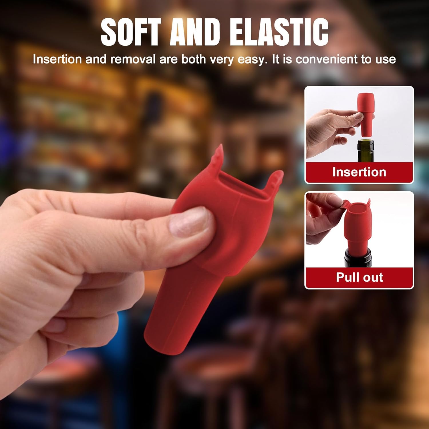 Silicone Wine Stopper for Wine Bottles, 2025 New Wine Stoppers for Wine Bottles, Seal Bottle Cover for Beer Champagne, Glass Bottle Sealer Covers Wine Stoppers for Home Use (4, All) - Image 5