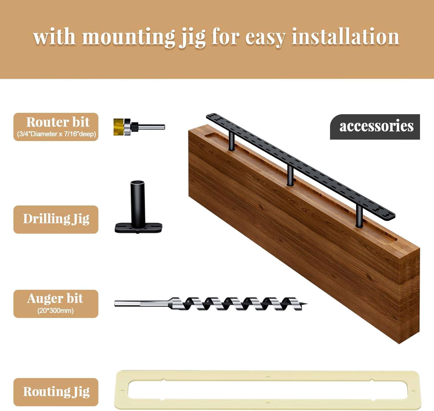 2pcs Floating Shelf Hardware Heavy Duty Hidden Shelf Brackets Support,Wall Mounting Invisible Floating Shelves Bracket with Jig (34" x 8" x 1.5" with Tools) - Image 8