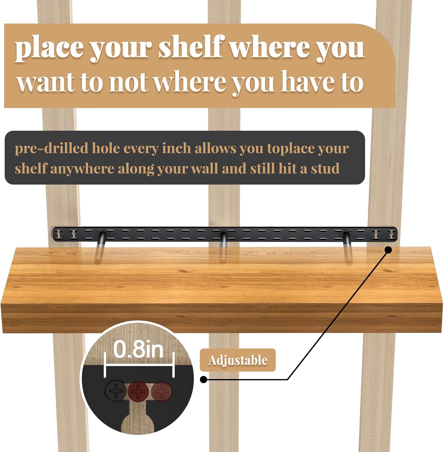 2pcs Floating Shelf Hardware Heavy Duty Hidden Shelf Brackets Support,Wall Mounting Invisible Floating Shelves Bracket with Jig (34" x 8" x 1.5" with Tools) - Image 7