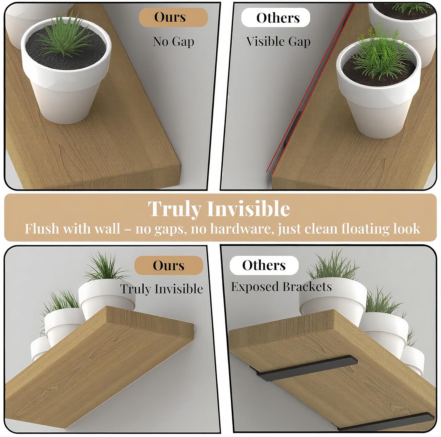 8pcs Wall Shelf Brackets Heavy Duty Floating Shelf Bracket Hidden,Invisible Black Shelving Brackets Decorative Floating Shelf Hardware Heavy Duty,Metal Shelf Support Bracket(8"-8pcs) - Image 4