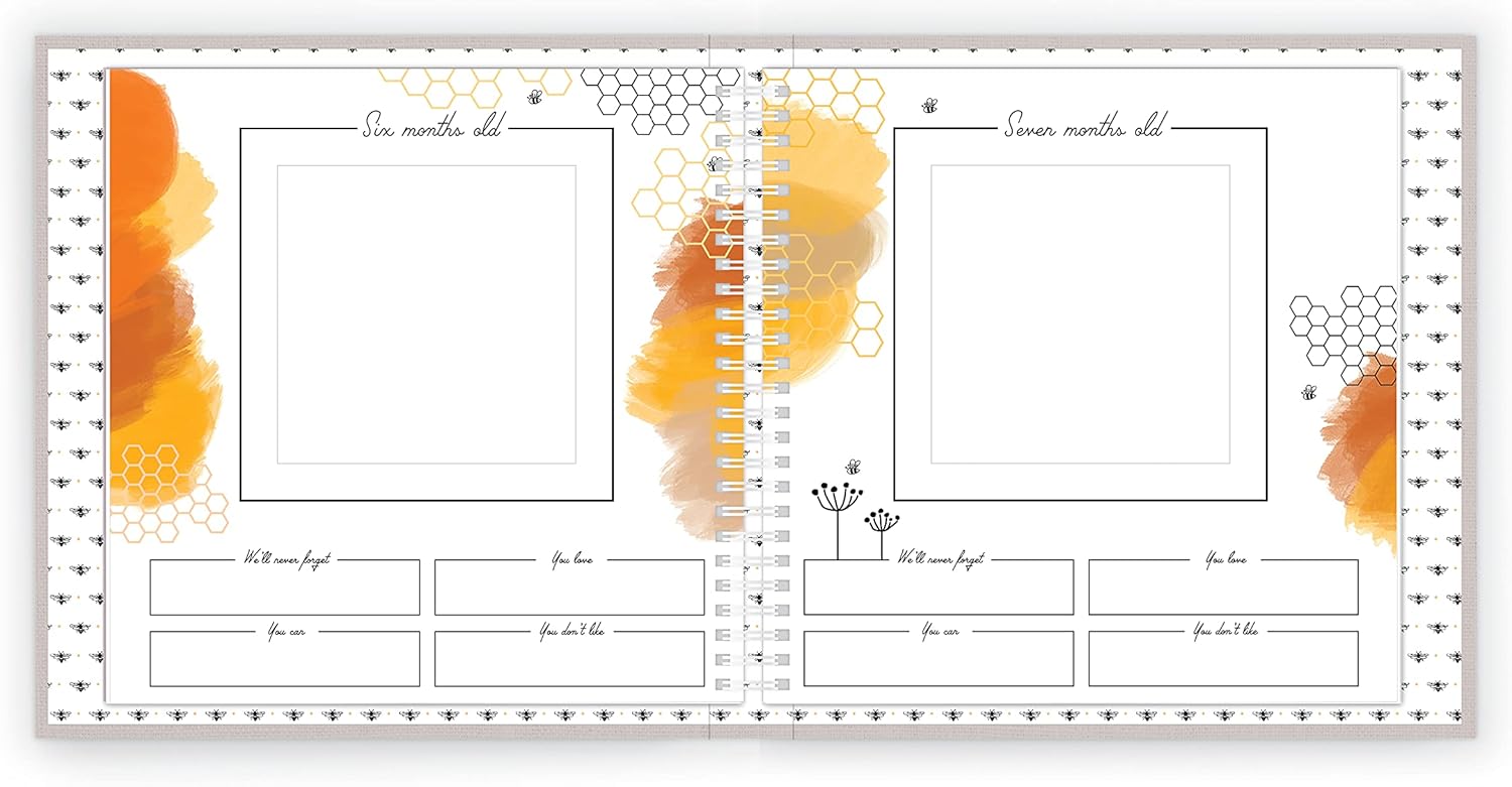 Lucy Darling Baby Memory Book – Honey Bee | Luxury Baby First Year Book & Photo Album | Gender Neutral Keepsake Journal for Milestones, Memories & Photos | Thoughtful Pregnancy Gift - Image 4