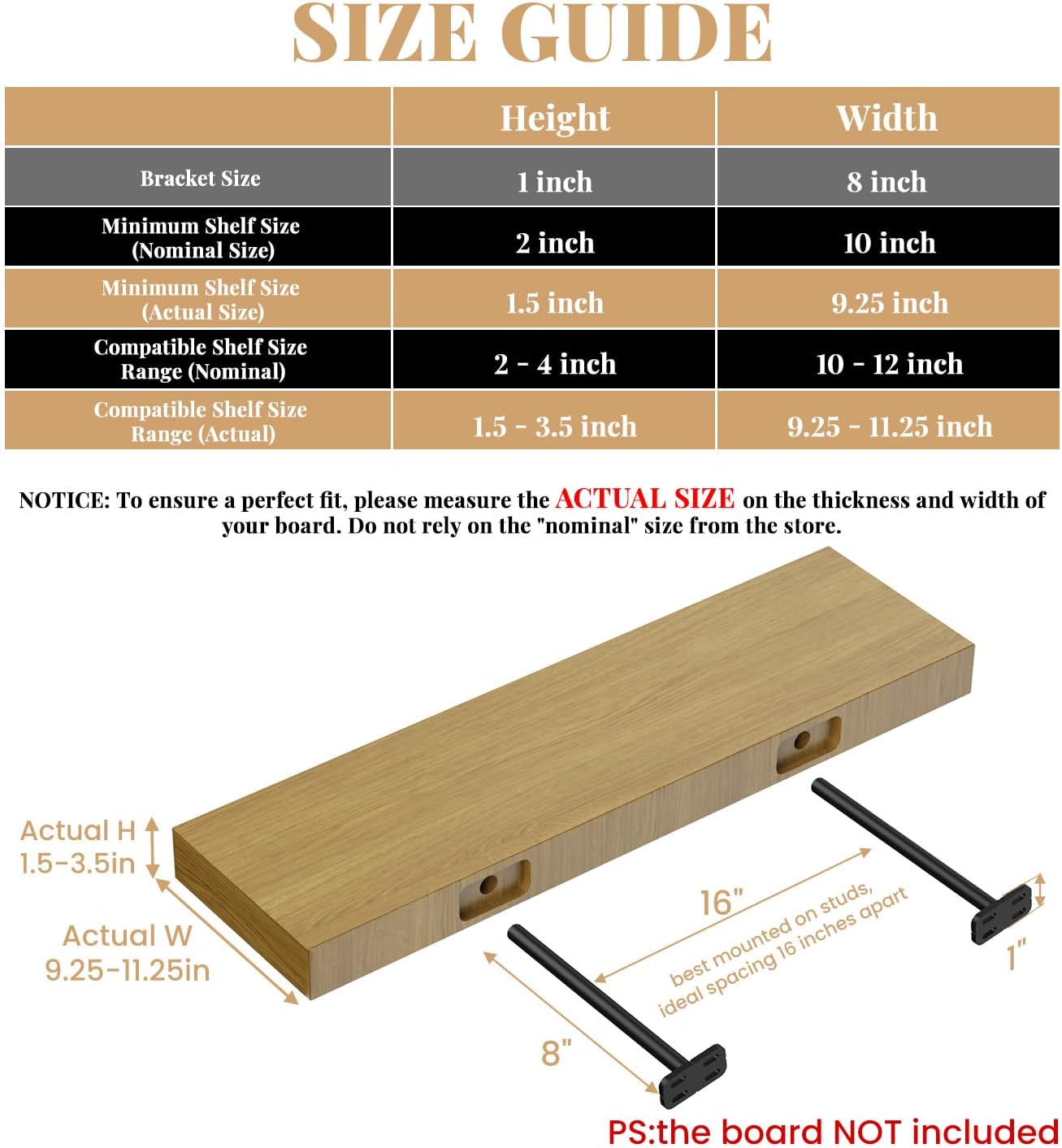 8pcs Wall Shelf Brackets Heavy Duty Floating Shelf Bracket Hidden,Invisible Black Shelving Brackets Decorative Floating Shelf Hardware Heavy Duty,Metal Shelf Support Bracket(8"-8pcs) - Image 3